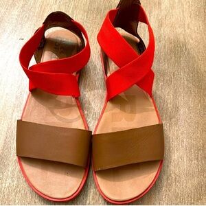 NWOT Sorel Red and Brown Women's Sandals